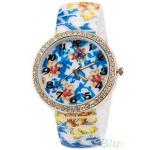 นาฬิกาข้อมือผู้หญิง นาฬิกาแฟชั่น สำหรับคนชอบสะสม นาฬิกาข้อมือ สาย Silicone อย่างดี หน้าปัด ล้อมเพชร คริสตัล ลายดอกไม้ สีฟ้า 829094_7