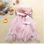 ชุดแต่งงาน เดรสออกงาน ราคาประหยัด มินิเดรสเกาะอก ทำลายดอกกุหลาบ ตรงหน้าอก สีชมพูโอรส no 101964_2