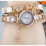 นาฬิกาข้อมือผู้หญิง สายหนัง ห้อย ตุ้งติ้ง หอไอเฟล ประดับ อักษร Love ฝังคริสตัล เพชร สีขาว no 3851049_2