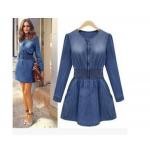 เดรสยีนส์ ชุดแซกยีนส์ กระโปรงสั้น กระโปรงทรงเอ สั้นเหนือเข่า เอวเว้า มีทรวดทรง แขนยาว ใส่สบาย เดรสมินิสเกิร์ต ใส่เที่ยว 309838