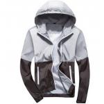 เสื้อแจ็คเก็ต ผู้ชายแขนยาว ผ้า Polyester เนื้อผ้า บางเบา เสื้อคลุม ใส่วิ่ง สีเทาอ่อน ตัด ไล่โทนสี เสื้อหมวก มีฮู้ด ใส่สบาย กันลม กันแดด 220418_1