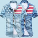 เสื้อ Jacket ยีนส์ แจ็คเก็ตยีนส์ ผู้ชาย แขนสั้น Slim fit สไตล์ นักเรียนนอก เสื้อยีนส์ แขนสั้น แฟชั่น อังกฤษ ลาย ธงชาติ UK มีสีเข้ม สีอ่อน 375897