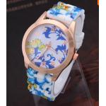 นาฬิกาข้อมือผู้หญิง สายซิลิโคน ใส่กับชุดเดรส นาฬิกา ลายดอกไม้ สีฟ้า ดูสดใส หน้าปัดสีทองเพิ่มความหรูหรา no 440174_4