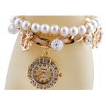 นาฬิกาสร้อยข้อมือ ผู้หญิง ร้อยไข่มุก สังเคราะห์ สลับตุ้งติ้ง สมอเรือ ผสมผสานหนัง สีครีม ของขวัญสุดหรู ราคาถูก no 26327_1