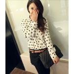 เสื้อเชิ้ตผู้หญิง เสื้อเชิ้ิตแขนยาว เสื้อเชิ้ตใส่ทำงาน แขนยาว ผ้าชีฟอง ลายหัวใจ น่ารัก เสื้อใส่ทำงาน แฟชั่น สุดหรู ราคาถูก 32286