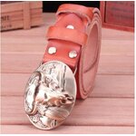 เข็มขัดผู้ชาย เข็มขัด หนังวัวแท้ หัวคาวบอย หัวควาย สีทอง สวย เท่ หัวเข็มขัด 3 มิติ เข็มขัดหนังแท้ สไตล์คาวบอย 205968