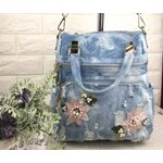 กระเป๋าถือ กระเป๋าสะพายหลัง กระเป๋าผ้ายีนส์ ลายดอกไม้ กระเป๋าสะพาย วัยรุ่น แบบน่ารัก สไตล์วินเทจ 388634