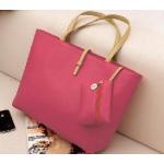 กระเป๋าถือสำหรับผู้หญิง ใบใหญ่ วัสดุ PU ทนทานกันน้ำได้ สีชมพู