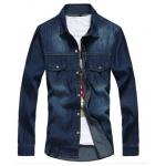 เสื้อยีนส์แขนยาว เสื้อยีนส์ผู้ชาย Jacket ยีนส์ ใส่คลุม หรือ ใส่เทีี่ยว ใส่เดี่ยว ๆ แบบ คลาสสิค ฟอก สีน้ำเงินเข้ม มีกระเป๋าหน้า 2 ข้าง no 28279_1