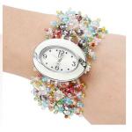 นาฬิกาข้อมือผู้หญิง สร้อยข้อมือนาฬิกา ร้อยลูกปัดเม็ดเล็ก งาน Hand made นาฬิกา ใส่กับ ชุดเดรส หวาน ๆ สีชมพู สีรุ้ง สีฟ้า สีดำ สีเงิน 76051