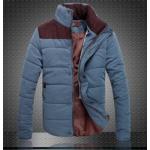 เสื้อกันหนาวผู้ชาย เสื้อคลุมผู้ชายแขนยาว สไตล์ แจ็คเก็ตนวม หนานุ่ม อุ่นสบาย ผ้า 2 ชั้น คอตั้ง ดีไซน์ สีทูโทน สีฟ้า no 563247_1
