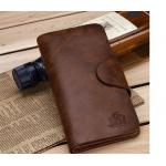 กระเป๋าสตางค์ผู้ชาย กระเป๋าสตางค์หนังแท้ ใบยาว สไตล์ วินเทจ สีน้ำตาล สุดคลาสสิค ใส่บัตรได้เยอะ กระเป๋าสตางค์หนังแท้ แบบเท่ๆ 709301