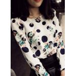 เสื้อเชิ้ตผู้หญิง เสื้อเชิ้ตใส่ทำงาน แขนยาว สีขาว ลายจุด แซมดอกไม้ เสื้อใส่ทำงาน สมัครงาน Size M แบบ สวย ใส่สบาย ไม่ร้อน 47756_1
