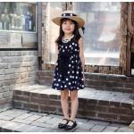 ชุดกระโปรงเด็กผู้หญิง ทรง A เดรสเด็ก สีกรม ลายจุด no 34146_1