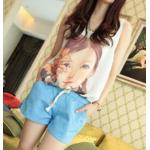 เสื้อแฟชั่นผู้หญิง แขนกุด ผ้าชีฟอง ลายเด็กผู้หญิง no 53255