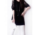 เดรสคนอ้วน หรือ ใส่เป็น เสื้อตัวยาว กับ เลคกิ้ง ซักตัว ก็ได้นะคะ เดรสตัวใหญ่ ใส่สบาย ดีไซน์ แต่งลูกไม้ ซีทรู ที่แขน สีดำ 783278_1