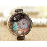 นาฬิกาข้อมือ Diy นาฬิกาข้อมือผู้หญิง สายหนัง แต่ง Display 3 มิติ ด้านใน เป็น ชุดแฟชั่น สร้อยคอ น่ารัก ๆ หน้าปัดฝังคริสตัลเพชร นาฬิกาเก๋ ๆ 469055