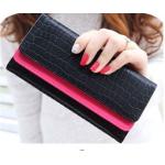 กระเป๋าสตางค์ผู้หญิง ใบยาว กระเป๋าสตางค์ แบบ ถือออกงาน ดีไซน์ ที่เปิด 2 ชั้น สลับสี ลายหนังจรเข้ ไม่มีลาย แบบเรียบหรู ถือออกงาน ราคาถูก 110999