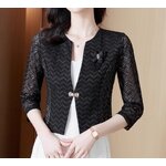 เสื้อสูท เสื้อคลุม ผู้หญิง แบบพอดีตัว สีขาว สีดำ ลายคลื่น แบบสวย เข้ากับ ชุดเดรส 250270