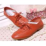 รองเท้าหุ้มส้น ผู้หญิง รองเท้าหนังแท้ ใส่ทำงาน ใส่เที่ยว ก็เท่ได้ ดีไซน์ เชือกผูกด้านหน้า พื้นยาง อย่างดี สินค้าลดราคาพิเศษ สีส้ม 302114_3
