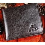 กระเป๋าสตางค์หนังแท้ ผู้ชาย สีน้ำตาลเข้ม ใบสั้น Polo