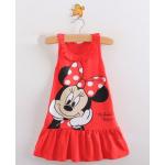 ชุดเดรส สำหรับเด็ก ลาย Minnie Mouse แขนกุด สีแดง no 34150
