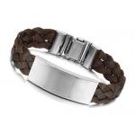 สร้อยข้อมือผู้ชาย กำไลข้อมือผู้ชาย สาย สแตนเลส ผสม ผ้าไหมถัก สีดำ และ สีน้ำตาล สร้อยข้อมือเท่ ๆ เรียบหรู มีสไตล์ no 215944