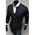 เสื้อกันหนาวผู้ชาย เสื้อคลุมผู้ชายแขน 3 ส่วน เสื้อ Jacket แบบสูท สไตล์ ยุโรป กระดุมหน้า มีกระเป๋าเสื้อ ด้านหน้า สีน้ำเงินกรมท่า no 825908