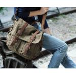 กระเป๋าสะพายข้าง ผู้ชาย ผ้า canvas กระเป๋าสะพายแนวเซอร์ ๆ สไตล์ วินเทจ กระเป๋าใส่โน้ตบุ๊ค ได้ สี เขียวทหาร no 3366_2