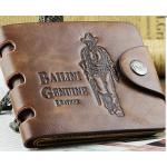 กระเป๋าสตางค์ผู้ชาย หนังแท้ ใบสั้น สีน้ำตาล สไตล์ คาวบอย มีกระดุมปิดด้านหน้า ใช้งานทนทาน สุด ๆ สินค้าจัดโปร ลดราคาพิเศษสุดๆ 21076