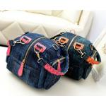 กระเป๋าสะพายข้าง กระเป๋าถือ ผ้าแคนวาส กระเป๋าผู้หญิง กระเป๋ายีนส์ แฟชั่น เท่ ๆ ผสมสายหนังแท้ กระเป๋าทรง ลูกเต๋า แบบสวย มีดีไซน์ 336263