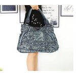 กระเป๋าถือ กระเป๋าสะพาย ผ้ายีนส์ กระเป๋าผ้าใบใหญ่ สไตล์ สาวร็อค งานแต่งหมุด แบบเท่ ๆ กระเป๋าผ้ายีนส์ ใบใหญ่ 997763