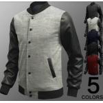 แจ็คเก็ตหนัง ผสม ผ้า Cotton Jacket สำหรับนักแข่งมอเตอร์ไซค์ ดีไซน์ ส่วนแขนเป็นหนัง เสื้อคลุมผู้ชายแขนยาว เท่ ๆ สีเทาอ่อน สว่าง no 18945_2