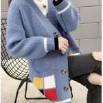 เสื้อกันหนาวผู้หญิง แบบ เสื้อคลุม ตัวยาว แฟชั่น เสื้อกันหนาว ถักนิตติ้ง แบบวัยรุ่น สไตล์ วินเทจ สุดคลาสสิค 259931