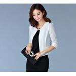 เสื้อคลุม แขนยาว สไตล์ เสื้อสูท ผู้หญิง แบบ สั้นพอดีตัว เสื้อสูท แบบซีทรู ใส่เข้า เดรส สีขาว สีดำ ตัดสวย 391984