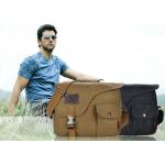 กระเป๋าสะพายข้างผู้ชาย ผ้า canvas สไตล์ วินเทจ คลาสสิค แบบสวย ผสมผสานกับหนังแท้ กระเป๋าสะพายไปมหาลัย ดีไซน์ สวย ๆ 213824