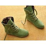 รองเท้าบูทผู้หญิง หนังแท้ รองเท้ามาตินบูท ส้นแบน สีพื้น สไตล์ สาวคาวบอย เท่ ๆ สีเขียวอ่อน รองเท้าผ้าใบแบบหุ้มข้อสูง 399771_4