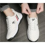 รองเท้าผ้าใบ Polo แบบหนัง รองเท้าผู้ชายแบบสปอร์ตใส่สวยสีขาวและสีดำ ใส่ได้ทุกสถานการณ์ 845295