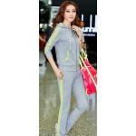 ชุดออกกำลังกาย ผู้หญิง ชุดเล่นกีฬา ใส่วิ่ง เข้าฟิตเนส สีเทา เสื้อแจ็คเก็ต แขนยาว แบบ เสื้อหมวก พร้อม กางเกงขายาว ชุดใส่วิ่ง สวย ๆ 894788