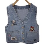 เสื้อกั๊กยีนส์ แจ็คเก็ตยีนส์ แฟชั่น เสื้อกั๊กยีนส์ สวย ๆ ลายหมี แบบน่ารัก เสื้อกั๊กยีนส์ วัยรุ่น น่ารัก ๆ 830030