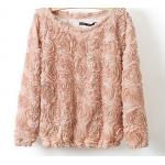 เสื้อกันหนาว เสื้อคลุมผู้หญิง ผ้า 2 ชั้น ดีไซน์ แต่งกุหลาบ ทั้งตัว เสื้อ แขนยาว เสื้อคลุม สไตล์ คุณหนู ไฮโซ หวาน ๆ สีชมพูอ่อน 347757