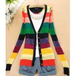 เสื้อกันหนาวแขนยาว เสื้อกันหนาวผู้หญิง ไหมถัก สีรุ้ง เข้าได้ทั้งกับ ชุดเดรส กางเกงขาสั้น กางเกงขายาว free size no 227939