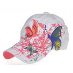 หมวก cap หมวกมีปีก หมวกเบสบอล ปักลาย ผีเสื้อ สีขาว สวยมากค่ะ no 323631_1