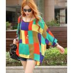 เสื้อคลุม ผ้าชีฟอง คอกว้าง เสื้อใส่เที่ยวทะเล ใส่เที่ยว สีแสบ แฟชั่น สุดเก๋ ลายตาราง สี่เหลี่ยม ส้ม น้ำเงิน เขียว no 85154_6