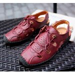 รองเท้าผู้ชาย รองเท้า แบบรัดส้น หนังแท้ แบบทางการ มีเชือกผูก รองเท้ารัดส้น แบบมีสไตล์ สีแดง สีดำ s262198