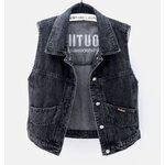 เสื้อกั๊กยีนส์ แจ็คเก็ตยีนส์ แบบ Size ใหญ่ ใส่สวย เสื้อกั๊กยีนส์ สำหรับ สาว ไซต์ใหญ่ สีดำ สียีนส์ 606451