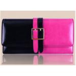 กระเป๋าสตางค์ผู้หญิง ใบยาว กระเป๋าสตางค์ แฟชั่น หนังแท้ สีลูกกวาด ทูโทน 2 สี ชมพู ตัดกับ สีดำ ได้อย่างลงตัว ดีไซน์ เข็มขัด คาด 2 เส้น สวย เก๋ 389777