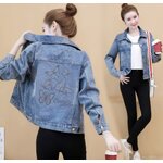 เสื้อยีนส์ แจ็คเก็ตยีนส์ ผู้หญิง แขนยาว ใส่เที่ยว ใส่กันแดด เสื้อ jacket ยีนส์ ด้านหลัง พิมพ์ ลายผีเสื้อ ยอดฮิต 504949