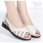 รองเท้ารัดส้นผู้หญิง แบบสวม แบบสุภาพ สีขาว ดำ รองเท้าหัุม ส้นหนังแท้ แบบเปิดหน้าเท้าเล็กน้อย ใส่ทำงาน แบบสวย ๆ 296913