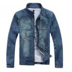 เสื้อกั๊กยีนส์ แขนยาว เสื้อแจ็คเก็ตยีนส์ ฟอกสี มีกระเป๋า บน กระเป๋าข้าง คอไม่มีปก ซิปหน้า เสื้อยีนส์ผู้ชาย เท่ ๆ มีสไตล์ 46147